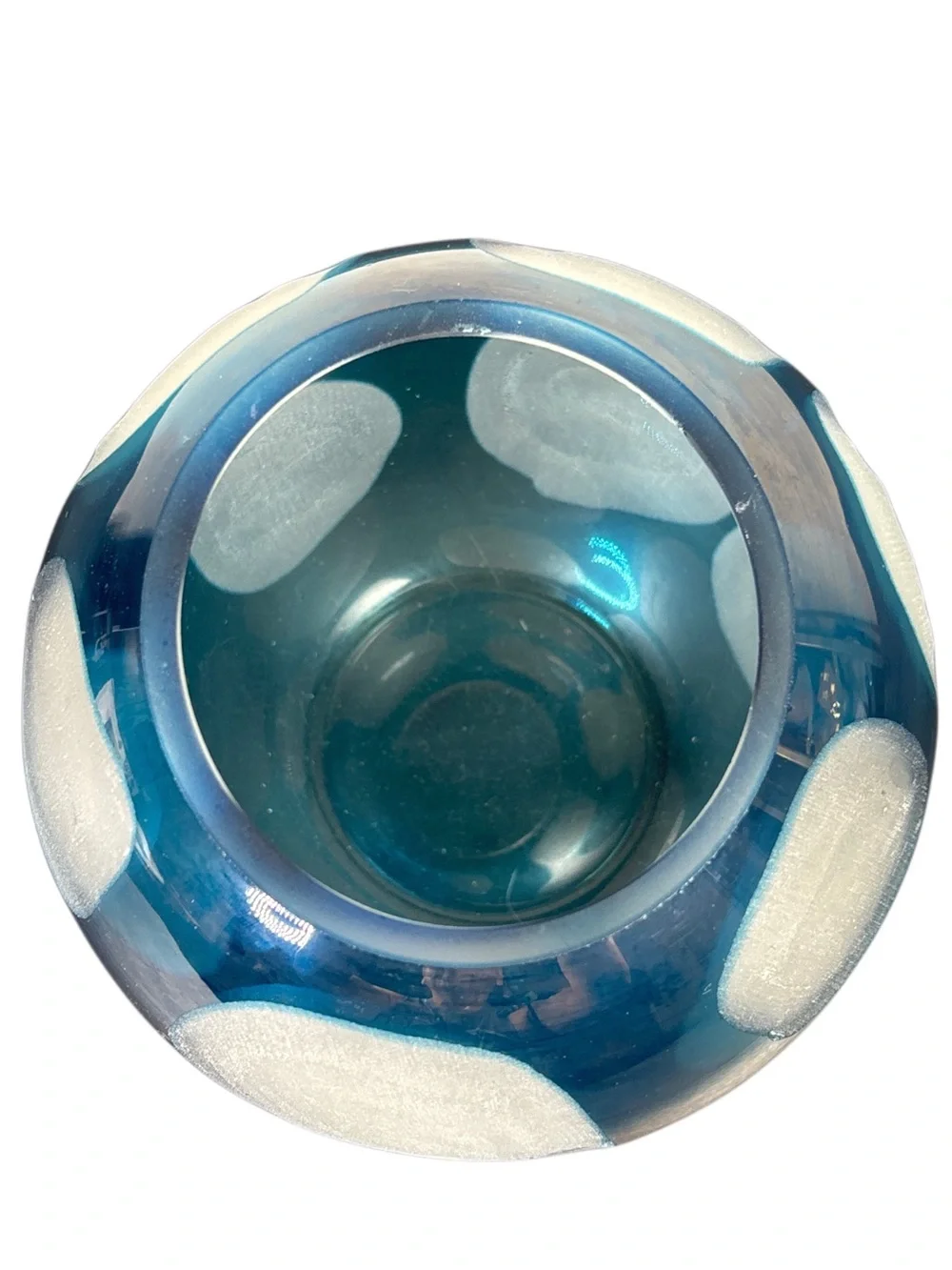 Vntg Aqua Blue and White Bubble Vase